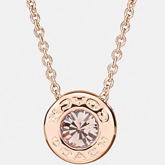 Coach Open Stone Circle Necklace Rose-Gold - Picture 1 of 4